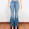 Land of Nostalgia High Waist Women's Long Flared Pants Stripe Washed Jeans