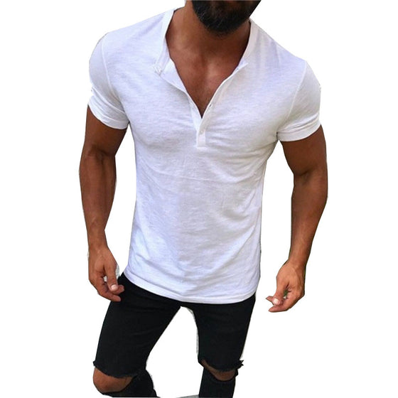 Land of Nostalgia Men's New Fashion Summer Short Sleeve V-neck Tee