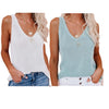Land of Nostalgia Women's Summer Fashion Vest Block Solid Camis Knitted Crop Tank Tops