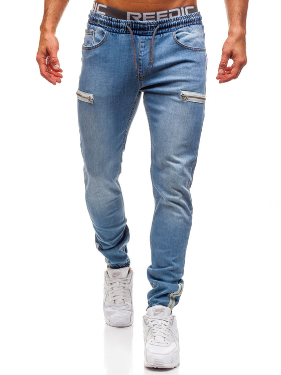 Land of Nostalgia Men's Casual Sweatpants Slim Fit Trouser Zipper Jeans