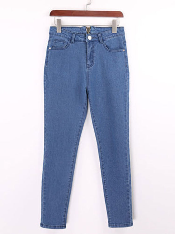 Land of Nostalgia Women's Slim Trousers Pants Skinny Back Zipper Jeans