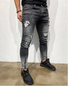 Land of Nostalgia Men's Jeans Dark Gray Slim Destroyed Ripped Jeans for Men (Ready to Ship)