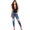 Land of Nostalgia Slim Trousers Ripped Pants Skinny Women's Embroidery Jeans