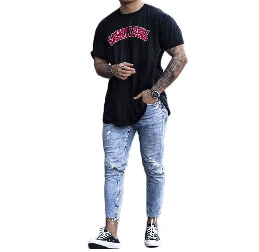 Land of Nostalgia Denim Pants Men Stretch Ripped Skinny Jeans Men