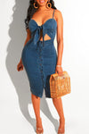 Land of Nostalgia Women's Suspender Sexy Denim Sleeveless Dress (Ready to Ship)