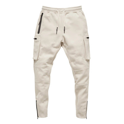 Land of Nostalgia Men's Casual Cotton Multi-Pockets Trousers Jogger Zipper Sweatpants