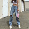 Land of Nostalgia High Waist Straight Wide Leg Hip Hop Trousers Women's Ripped Casual Sexy Denim Jeans