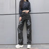 Land of Nostalgia Women's Fashion Loose Casual Straight Pants with Butterfly Print Jeans