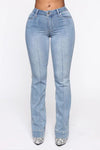Land of Nostalgia Casual Women's Straight Skinny Trousers Denim Jeans