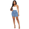 Land of Nostalgia Women's Casual Front Zipper Stretch Hip Denim Jeans Dress Sexy Mini Short Skirt