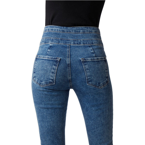 Land of Nostalgia High Waist Super Stretch Button Trousers Skinny Pants Women's Jeans
