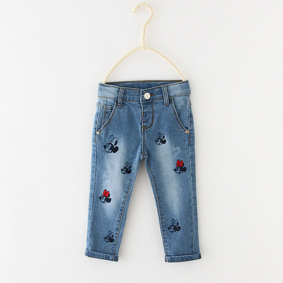 Land of Nostalgia Toddler Girls Casual Minnie Embroidery Pants (6 - 36 Mos)