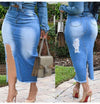 Land of Nostalgia Women's Plus Size Tight Wrap Skim Denim Jeans Skirt