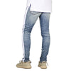 Land of Nostalgia Men's Biker Trousers Hole Cargo Skinny Jeans With Side Stripe (Ready to Ship)