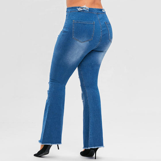 Land of Nostalgia Autumn and Winter Flared Sexy Trousers Women's Plus Size Jeans