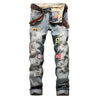 Land of Nostalgia Straight Motorcycle Men's Holes Pants Skinny Ripped Jeans (Ready to Ship)