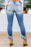 Land of Nostalgia Women's Tassel High Waist Denim Ripped Trousers Jeans