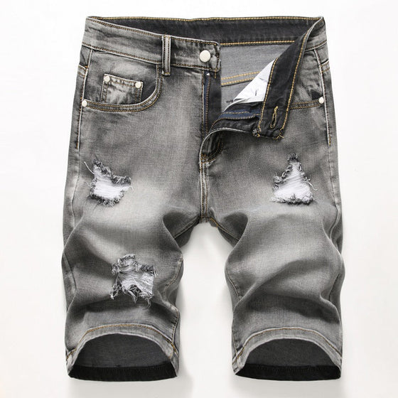 Land of Nostalgia Men's Distressed Ripped Denim Shorts (Ready to Ship)