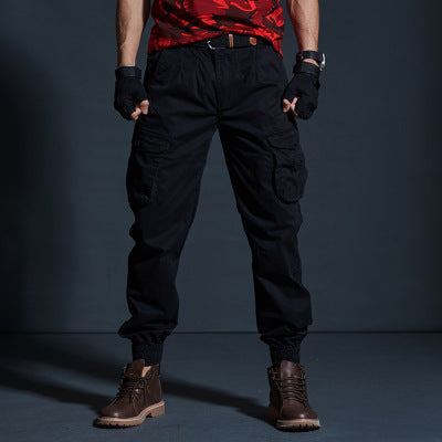 Land of Nostalgia Men's Harajuku Military Cotton Multi-Pockets Overalls Streetwear Cargo Jogger Pants