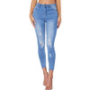 Land of Nostalgia High Waist Elastic Ripped Denim Pants Women's Trousers Skinny Fit Jeans