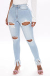 Land of Nostalgia High Street Stretch Ripped Trousers Women's Casual Skinny Denim Jeans