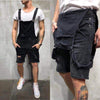 Land of Nostalgia Men's Overalls Skinny Destroyed Casual Pants Denim Jumpsuit Shorts (Ready to Ship)