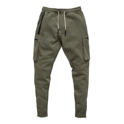 Land of Nostalgia Men's Casual Cotton Multi-Pockets Trousers Jogger Zipper Sweatpants