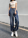 Land of Nostalgia Fashionable Streetwear Women's Color Splicing Loose Straight Wide Leg Jeans