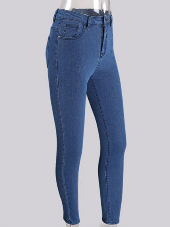 Land of Nostalgia Women's Slim Trousers Pants Skinny Back Zipper Jeans