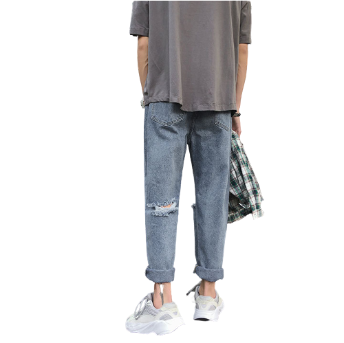 Land of Nostalgia Hip Hop Men's Casual Loose Trousers Straight Pants Denim Jeans