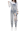 Land of Nostalgia Romper Long Back Overalls Women's Denim Ripped Pants Trousers Jeans