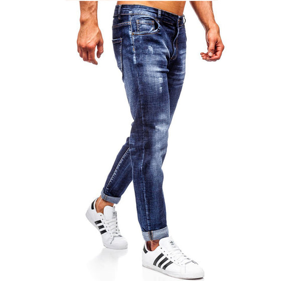 Land of Nostalgia Men's Ripped Hole Casual Trousers Denim Pants