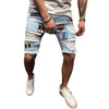 Land of Nostalgia Men's Casual Patches Denim Pants Ripped Jeans Shorts