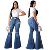 Land of Nostalgia Bell Bottom Wide Leg Knee Ripped Flare Jeans