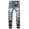 Land of Nostalgia Men's Straight Trousers Denim Ripped Jeans