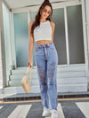 Land of Nostalgia High Waist Straight Women's Skinny Ripped Trousers Jeans