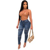 Land of Nostalgia High Waist Women's Skinny Denim Pocket Blue Jeans