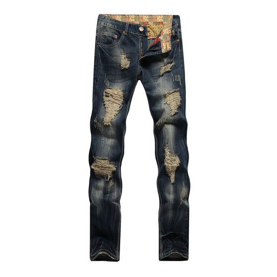 Land of Nostalgia Men's Distressed Blue Jeans (Ready to Ship)