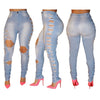 Land of Nostalgia High Waist Women's Washed Ripped Distressed Denim Pants with Side Stripes Jeans