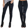 Land of Nostalgia High Waist Super Stretch Ripped Pants Skinny Women's Button Fly Jeans