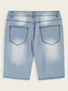 Land of Nostalgia Men's Soft Cotton Denim Ripped Patch Skinny Jeans Shorts