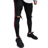 Land of Nostalgia Mens Black Skinny Jeans with Red Side Stripe (Ready to Ship)