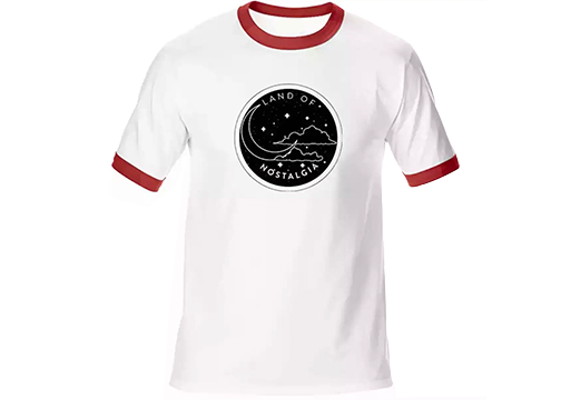 Land of Nostalgia T-Shirt with Red Collar and Black Alternate Logo