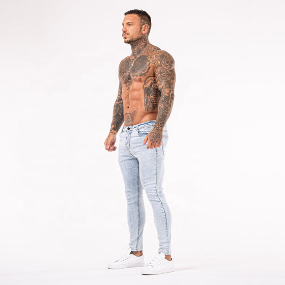 Land of Nostalgia Elastic Waist Men's Denim Stretch Skinny Jeans