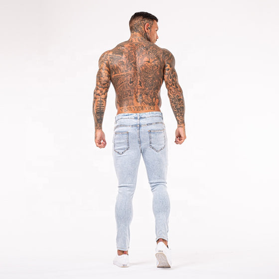 Land of Nostalgia Elastic Waist Men's Denim Stretch Skinny Jeans