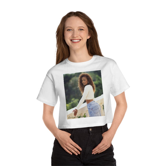 Land of Nostalgia Janet Jackson Natural Vibration Champion Women's Heritage Cropped T-Shirt