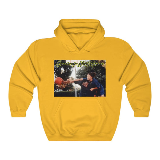 Land of Nostalgia Love & Basketball Vintage Heart Play Unisex Heavy Blend™ Hooded Sweatshirt