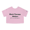 Land of Nostalgia Black Therapy Matters Champion Women's Heritage Cropped T-Shirt