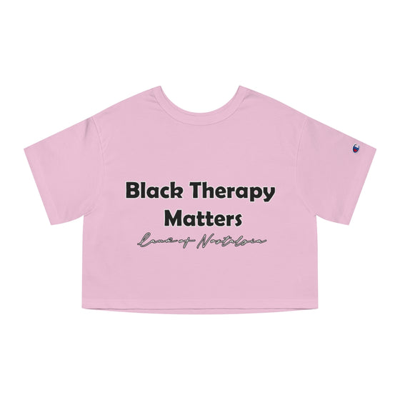 Land of Nostalgia Black Therapy Matters Champion Women's Heritage Cropped T-Shirt