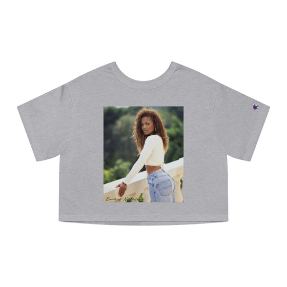 Land of Nostalgia Janet Jackson Natural Vibration Champion Women's Heritage Cropped T-Shirt